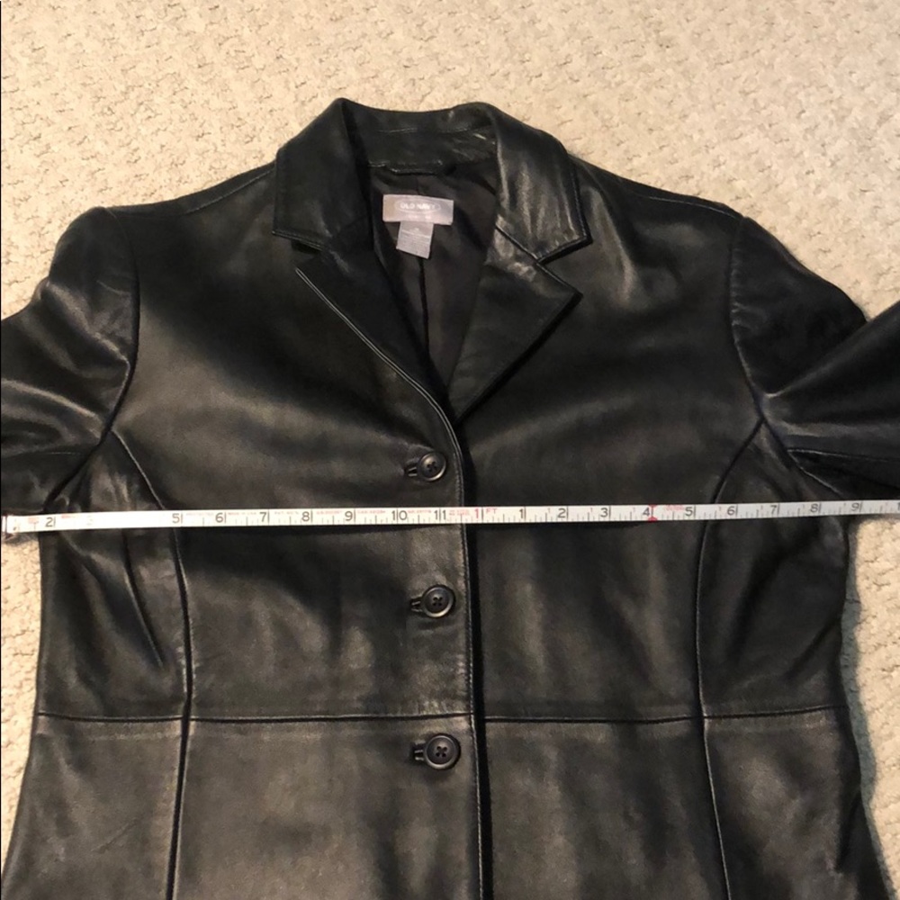 Old Navy Black LEATHER coat MEDIUM
